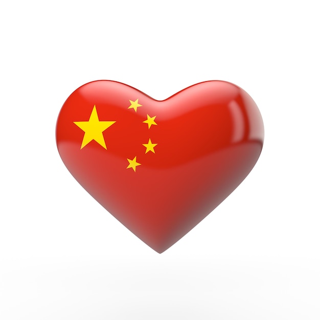 3D-Rendering der China-Herzflagge