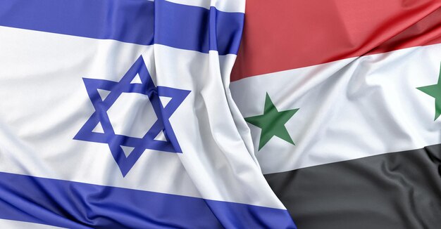 3D-Rendering der Flaggen Israels und Syriens