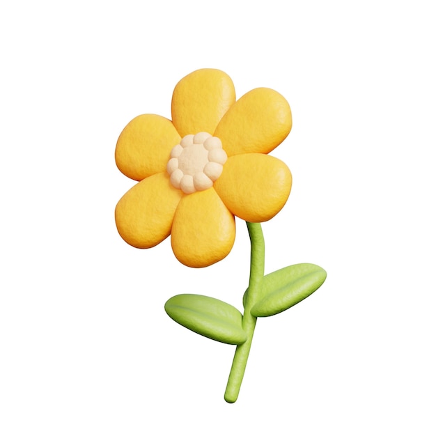3D-Rendering der Frühlingszeit der gelben Blume