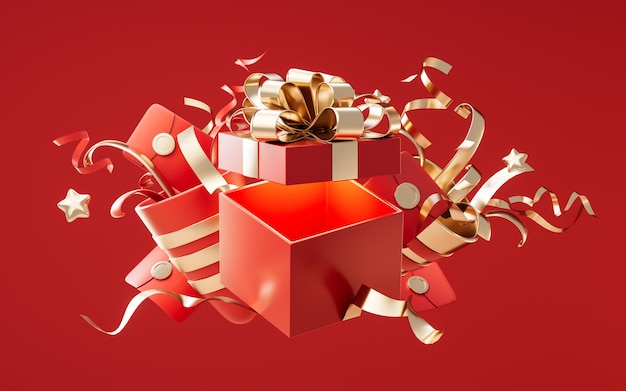 3D-Rendering der roten Geschenkbox