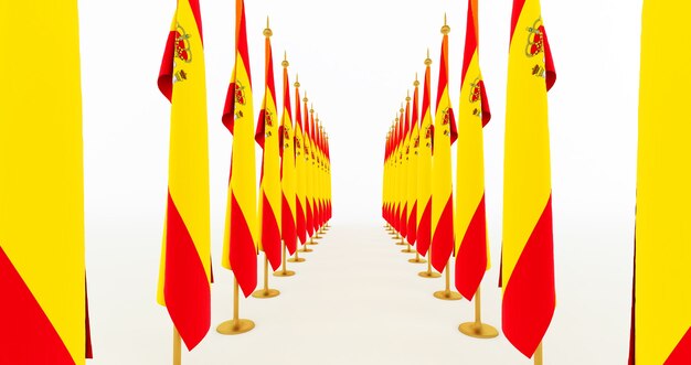 3D-Rendering der spanischen Flagge. Spanien Flagge. Erstaunliche spanische Flagge isoliert