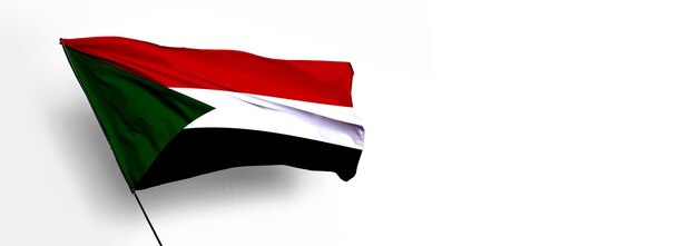 3D-Rendering der sudanesischen Landesflagge und weißes Hintergrundbild