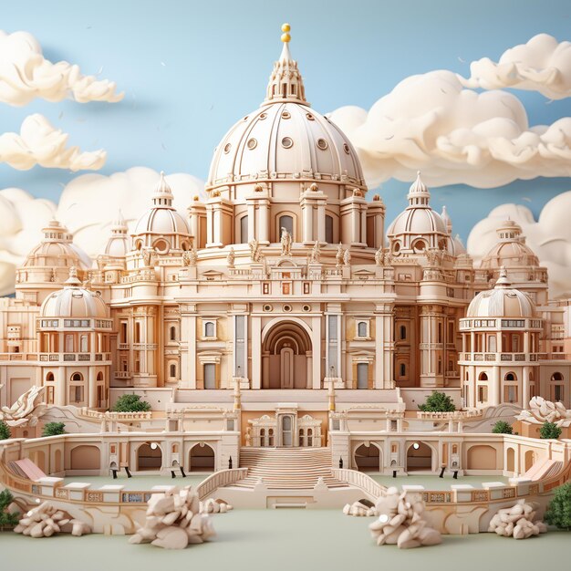 3D-Rendering der Vatikanstadt