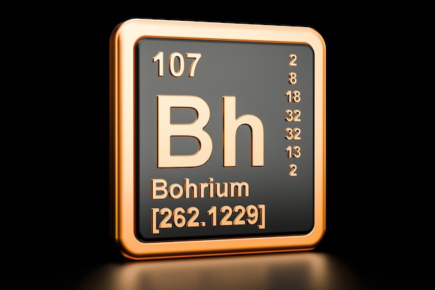 Foto 3d-rendering des chemischen elements bohrium bh