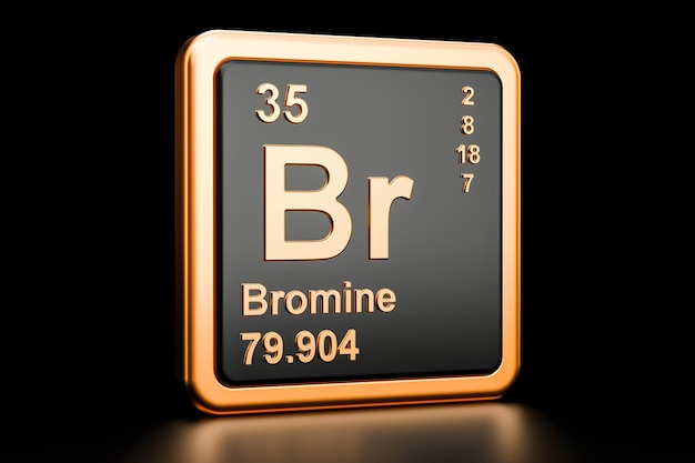 3D-Rendering des chemischen Elements Brom