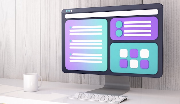 3D-Rendering des Computer-UX-Designs