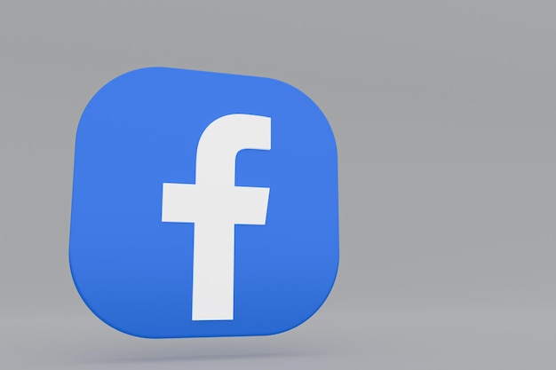 3D-Rendering des Facebook-Anwendungslogos auf grauem Hintergrund