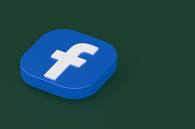 Foto 3d-rendering des facebook-anwendungslogos auf grünem hintergrund