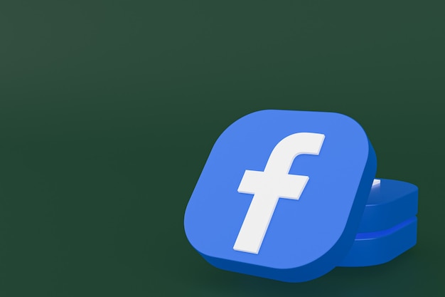 3D-Rendering des Facebook-Anwendungslogos auf grünem Hintergrund