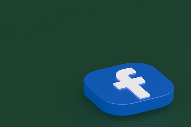 3D-Rendering des Facebook-Anwendungslogos auf grünem Hintergrund