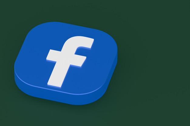 3D-Rendering des Facebook-Anwendungslogos auf grünem Hintergrund