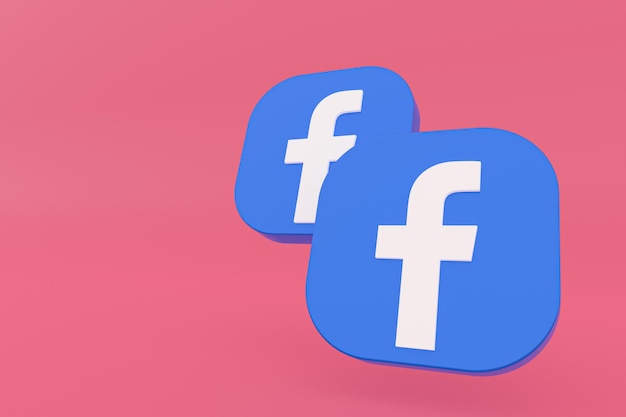 3D-Rendering des Facebook-Anwendungslogos auf rosa Hintergrund