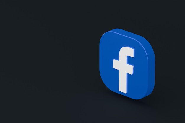 3D-Rendering des Facebook-Anwendungslogos auf schwarzem Hintergrund