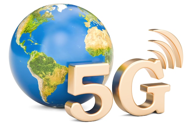 Foto 3d-rendering des globalen 5g-konzepts