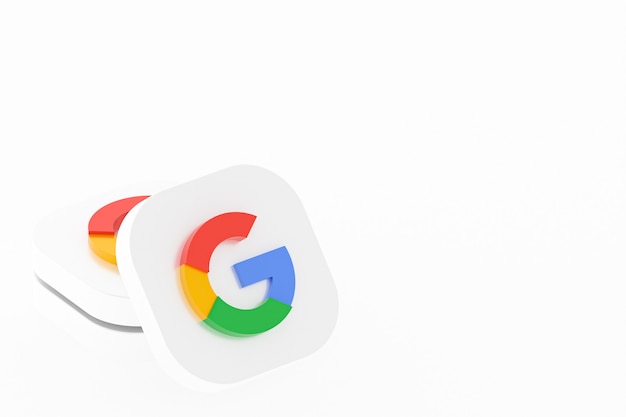 3D-Rendering des Google-Anwendungslogos auf weißem Hintergrund