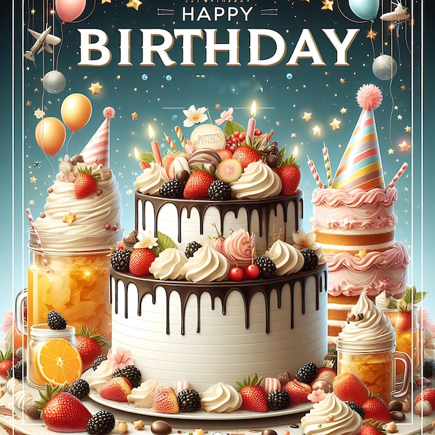 3D-Rendering des Happy Birthday-Banners