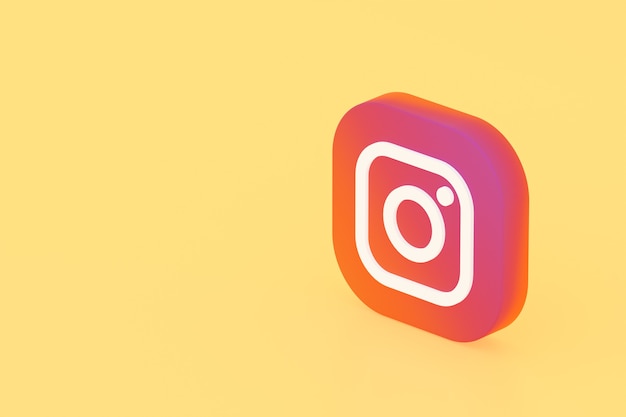 3D-Rendering des Instagram-Anwendungslogos auf gelbem Hintergrund