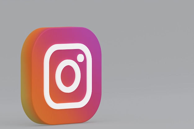 3D-Rendering des Instagram-Anwendungslogos auf grauem Hintergrund