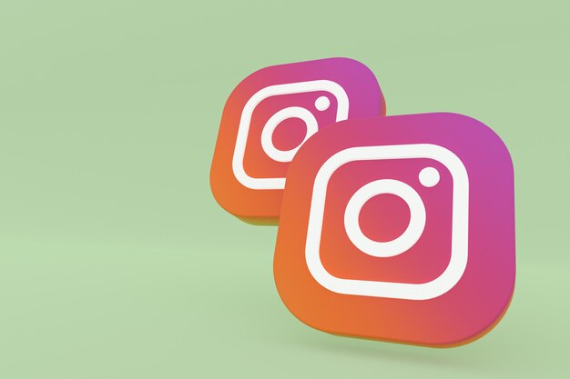 3D-Rendering des Instagram-Anwendungslogos auf grünem Hintergrund