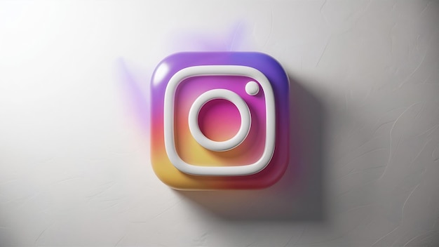 3D-Rendering des Instagram-Anwendungslogos auf weißem Hintergrund