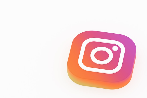 3D-Rendering des Instagram-Anwendungslogos auf weißem Hintergrund