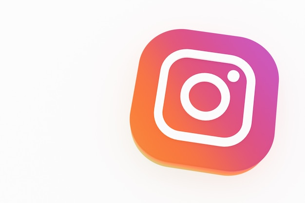 3D-Rendering des Instagram-Anwendungslogos auf weißem Hintergrund