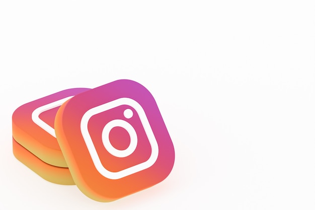 3D-Rendering des Instagram-Anwendungslogos auf weißem Hintergrund