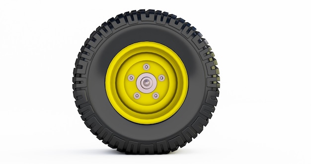 3D-Rendering des Kfz-Rades isoliert auf Leerraum.