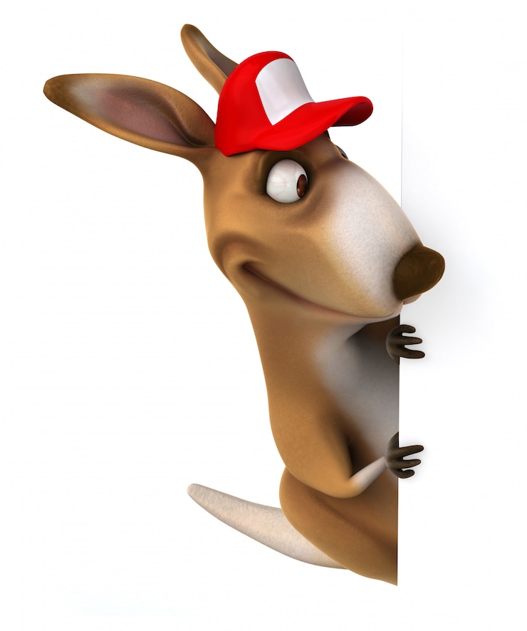 Foto 3d-rendering des lustigen kängurus