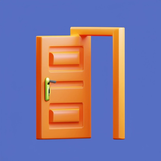 3D-Rendering des offenen Tür-Symbols