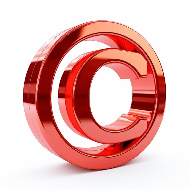 3D-Rendering des roten Urheberrechtssymbols im Jc Leyendecker-Stil