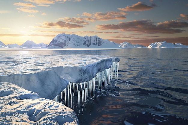 3D-Rendering des Schmelzens der Nordpol-Eiskappe aufgrund der globalen Erwärmung