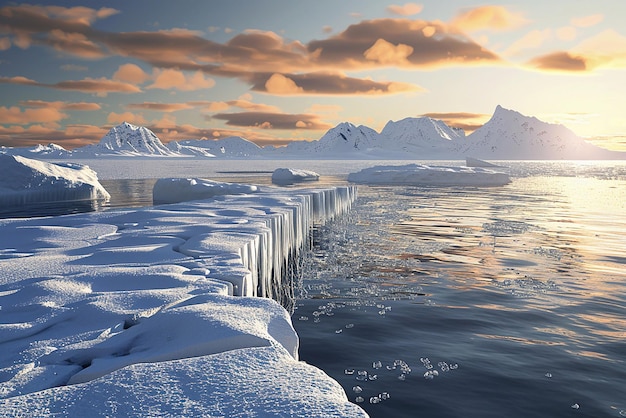 3D-Rendering des Schmelzens der Nordpol-Eiskappe aufgrund der globalen Erwärmung