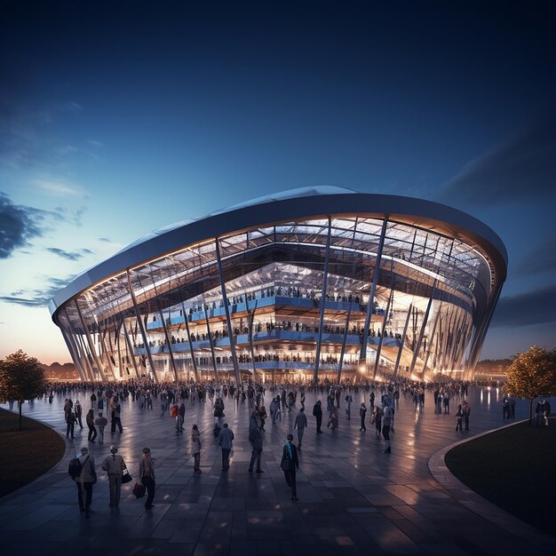 Foto 3d-rendering des stadiongebäudes