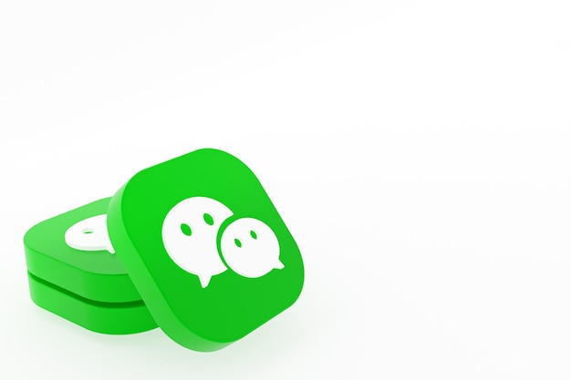 3D-Rendering des Wechat-Anwendungslogos auf weißem Hintergrund