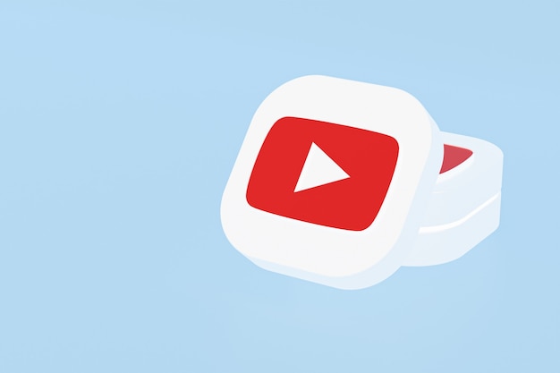 3D-Rendering des Youtube-Anwendungslogos auf blauem Hintergrund