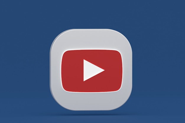 3d-rendering des youtube-anwendungslogos auf blauem hintergrund