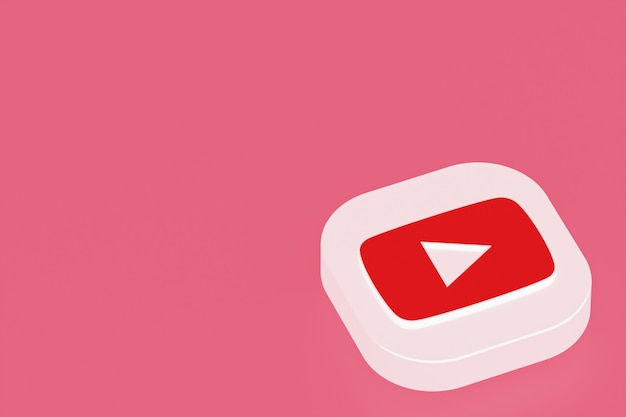 3D-Rendering des Youtube-Anwendungslogos auf rosa Hintergrund