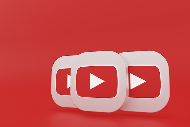 3D-Rendering des Youtube-Anwendungslogos auf rotem Hintergrund