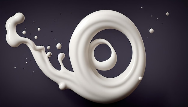 3D-Rendering, digitale Illustration, Milchspirale, Strahl, weißer Spritzer, flüssige Welle, Farbschleifen, kurvig