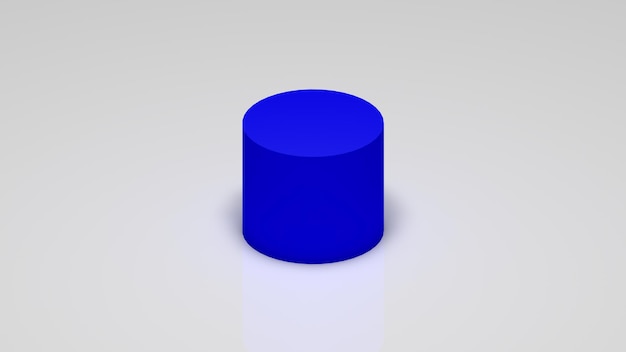 3D-Rendering, ein blauer Zylinder auf weißem Hintergrund