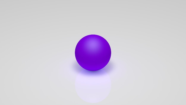 3D-Rendering, eine violette Kugel auf weißem Hintergrund