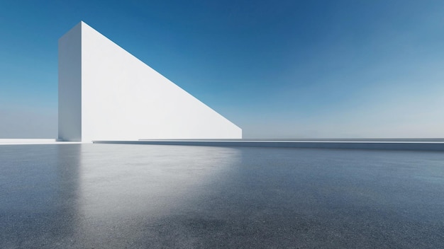 Foto 3d-rendering einer abstrakten futuristischen architektur mit leerem betonboden szene für eine autopräsentation
