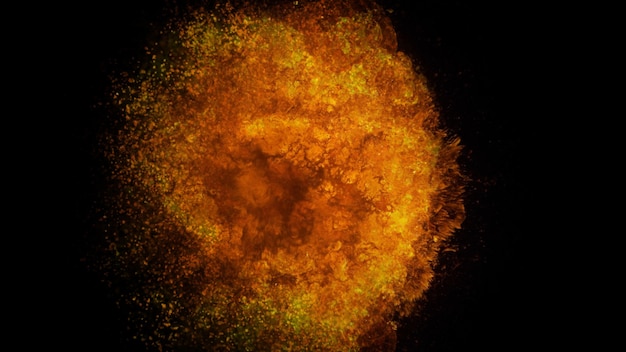 3D-Rendering einer bunten Explosion feuriger Partikel