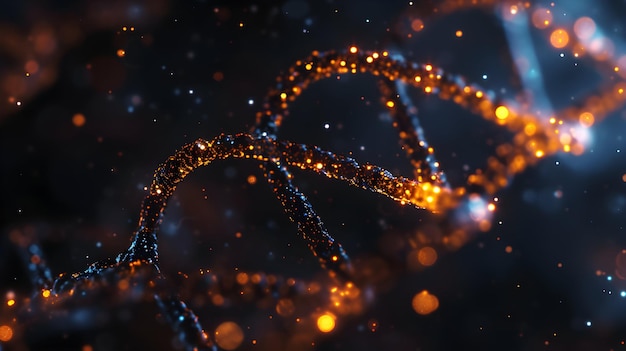 3D-Rendering einer glühenden DNA Strukturkonzept des molekularen Genomes der Biochemie