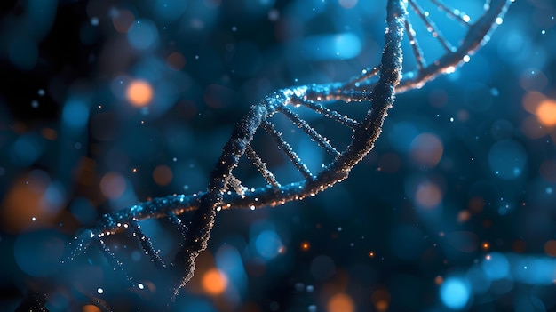 3D-Rendering einer glühenden DNA Strukturkonzept des molekularen Genomes der Biochemie