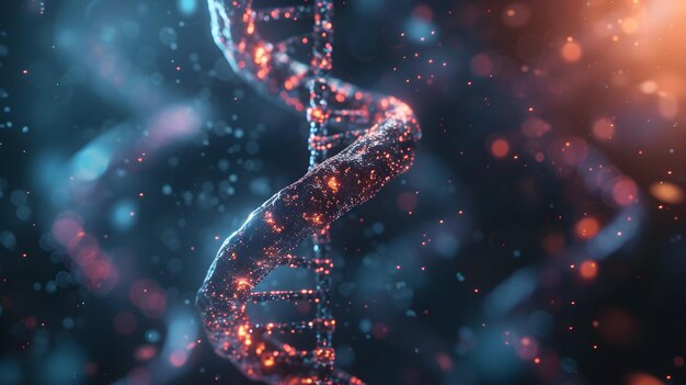 3D-Rendering einer glühenden DNA Strukturkonzept des molekularen Genomes der Biochemie