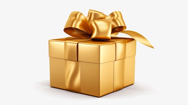 3D-Rendering einer goldenen Geschenkbox mit Bogen