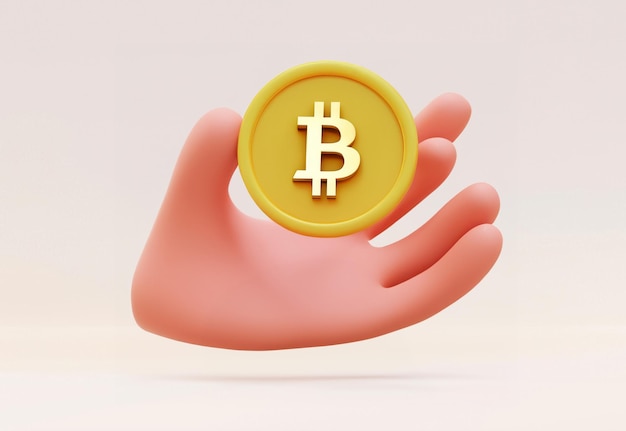 3D-Rendering einer Hand, die eine Münze hält