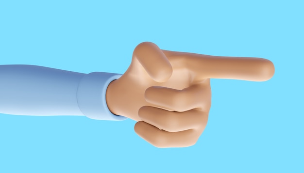 3D-Rendering einer Hand, die einen Finger zeigt oder zeigt